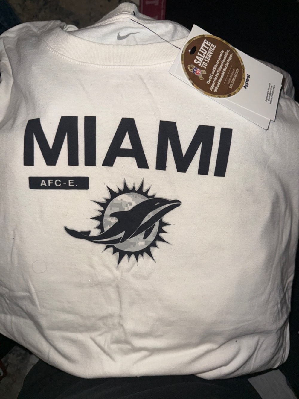 Nike White Tee Miami Dolphins Salute to Service